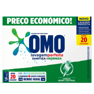 Lava-Roupas em Pó Omo Lavagem Perfeita Sanitiza & Higieniza - 1,6kg