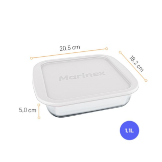Assadeira Quadrada Marinex 1,1L com Tampa – Cores Sortidas 