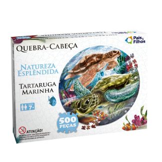 Quebra-Cabeça Redondo Tartaruga Marinha 500 peças Pais & Filhos