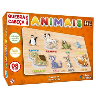Quebra-Cabeça Encaixe Animais 8 peças Pais & Filhos