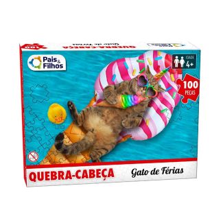 Quebra-Cabeça Gato de Férias 100 peças Pais & Filhos