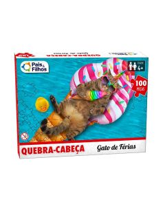 Quebra-Cabeça Gato de Férias 100 peças Pais & Filhos