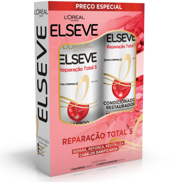 Kit L'Oréal Paris Elseve Reparação Total 5 - Shampoo 375ml + Condicionador 170ml