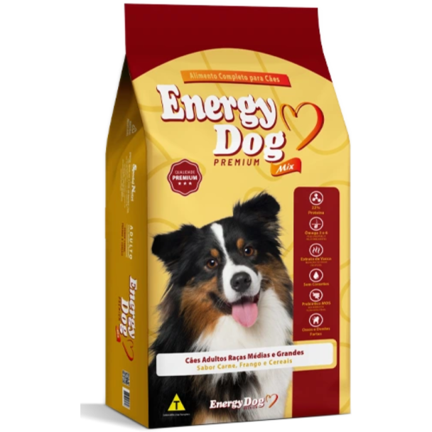 Dog Adultos  ENERGY DOG Mix, Sabor Carne, Frango e Cereais 10,1kg