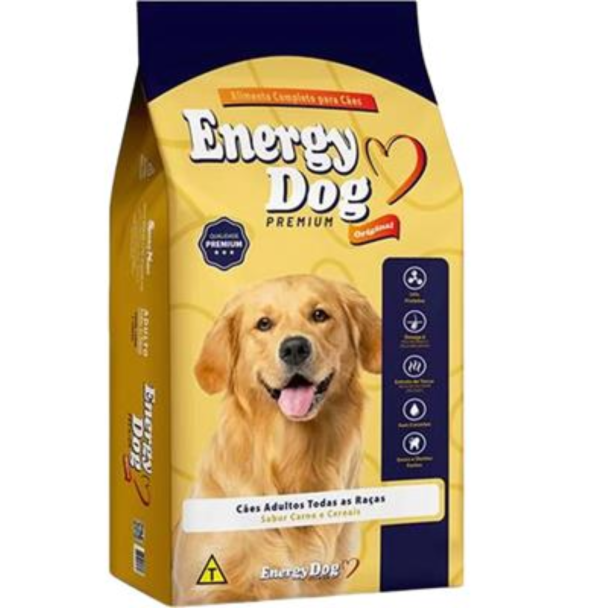 Ração Cães Adultos  ENERGY DOG Todas as Raças, Sabor Carne e Cereais 1kg