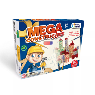 Mega Construções 76 Peças em Madeira Pais & Filhos