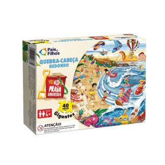 Quebra-Cabeça Redondo Infantil Praia Divertida 40 peças Pais & Filhos